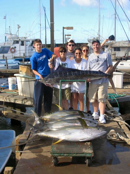 Foxy Lady 12-09-06
Parker, Karen, Audrey, Courtney and Joe started the morning off with a nice Striped Marlin followed by a great day of 40-70# Yellowfin Tuna action. 

