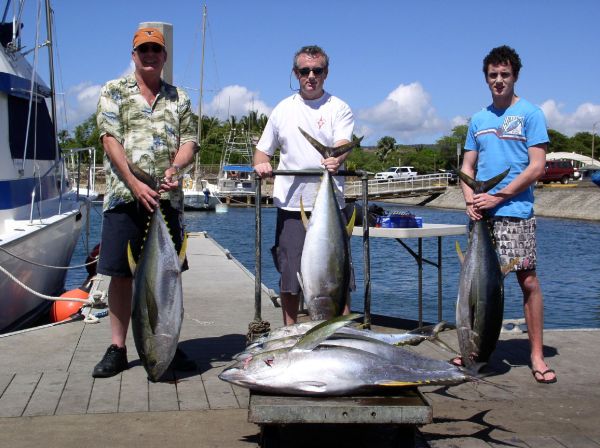 7-7-08
Michael, Daniel and Nick with a cart load of fat Yellowfin. Nice job guys.
