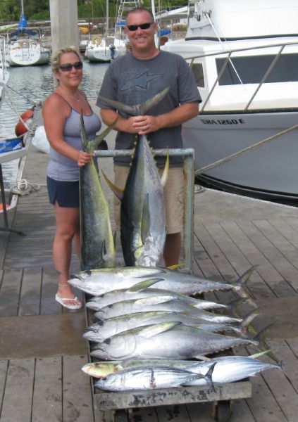 5-15-09
Joeann and Jason with a cart load of nice size Yellowfin!
